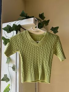 Green Knit Crop Top