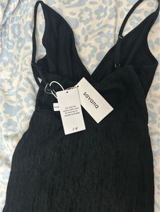 Black Ruffle Wrap Dress W Adjustable Straps