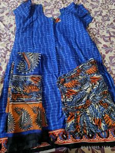 Large -xl size Blue Printed Kurta Set