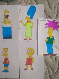 Simpsons Characters Drawing With Sketch Pen
