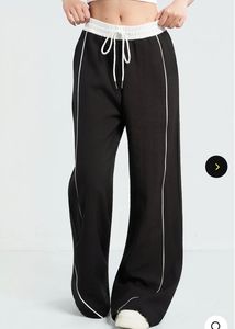 Black & White Wide Leg Track Pants