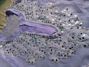 Long Purple Kurta With Mirror Work