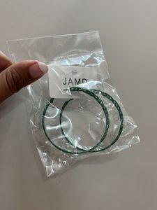 Green Geometric Hooping Design Hoop Earrings