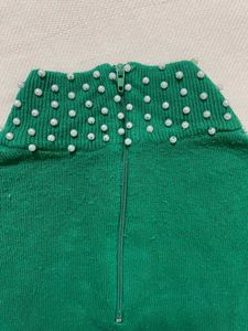 Green Beaded Turtleneck Sweater