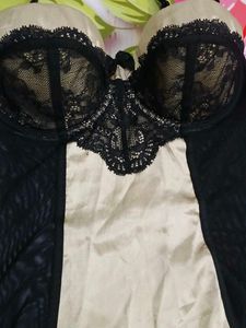 (1127)Black &amp; Beige Lace Lingerie