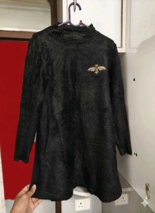 Black Fuzzy Sweater Dress