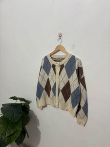 Argyle Knit Cardigan