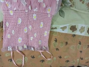 Polka Dot, Pink Floral Midi A-Line Dress