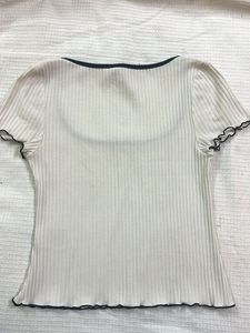 Ribbed Top with Bow Detail