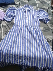 Striped Long Flaired Dress