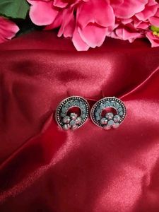 Oxidised Ear Tops and Ring