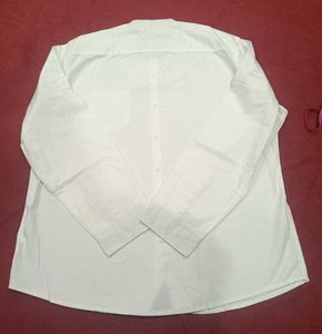 White Band Collar Long Sleeve Shirt