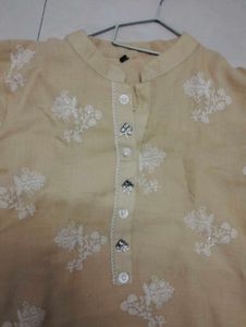 Cotton Liner Lace Work Set With Organza Dupatta
