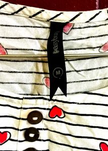 Striped Heart Print Top