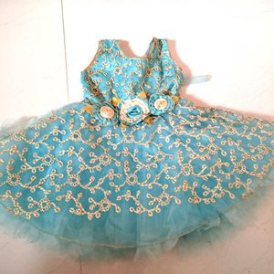 Cute Aqua Flower Girl Dress