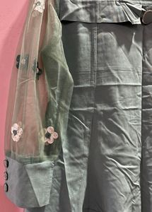 Green Dress with Floral Sleeves