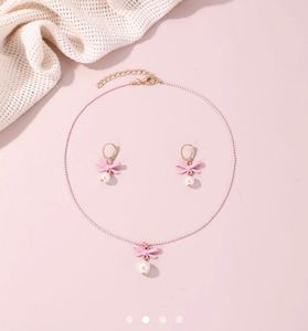 Pink Bow Jewelry Set