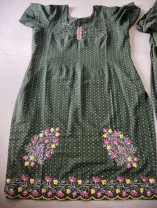 Green Embroidered Kurta Set