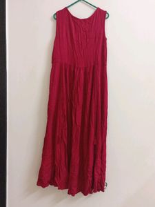 Flared Dress/Gown With Embroidery Yoke