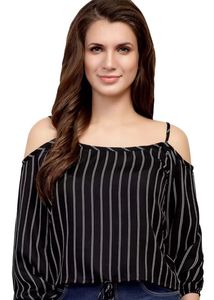 Striped Cold Shoulder Top