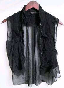 Black Sheer Ruffled Blouse (Woman)