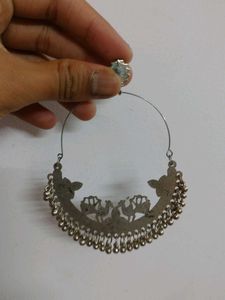 Silver Tone Jhumka Hoop Earrings