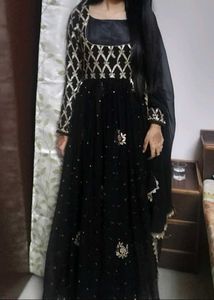 Black Peshwas Gown Frock Style Pakistani Dress