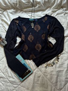 Casual Navy Blue Top