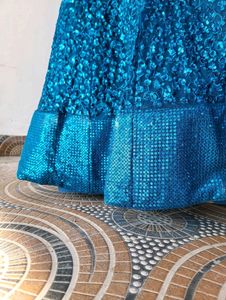 Party Wear Sequence Lehnga-Teal