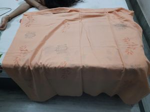Light Orange Cotton Printed Dupatta