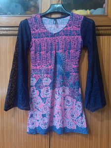Long Net Sleeve Purple Top