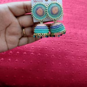 Turquoise Jhumka Earrings