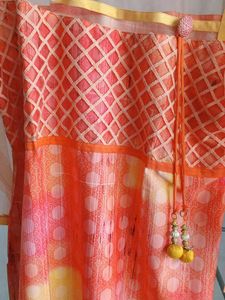 Orange Sheer Sleeve Kurta