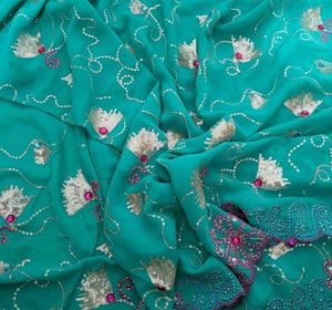 Heavy Embroidery Work Saree