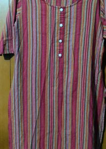 Striped Button-Up Tunic Kurta