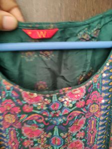 W Elegant Green Printed Maxi Dress