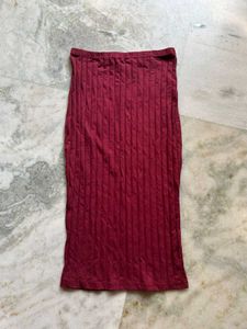 SHEIN Maroon Ribbed Skirt
