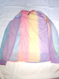 Rainbow Chiffon Ruffle Blouse