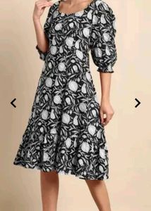 3xl Floral Print Black Dress