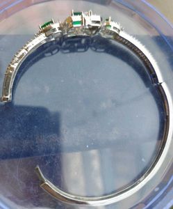 Silver-Plated Green Stone Bracelet