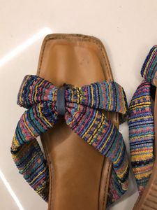 Boho Striped Bow Sandals