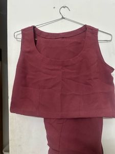 Burgundy Casual Pants+ Blouse + Jacket