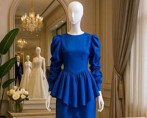 Elegant Blue Peplum Dress