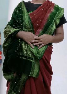 Elegant Red &amp; Green Saree