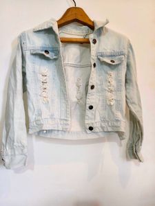 Distressed Denim Jacket Size Small