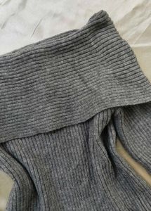 Gray Off-Shoulder Knit Top