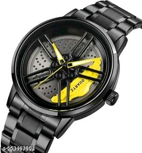 Sleek Black &amp; Yellow Accent Watch
