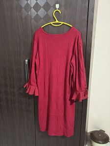 Red Dress with Ruffle Sleeves