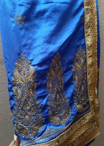 Blue Mirror Work Saree.