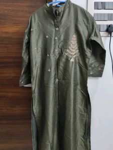 Sparkling Dark Green Kurti With Lining